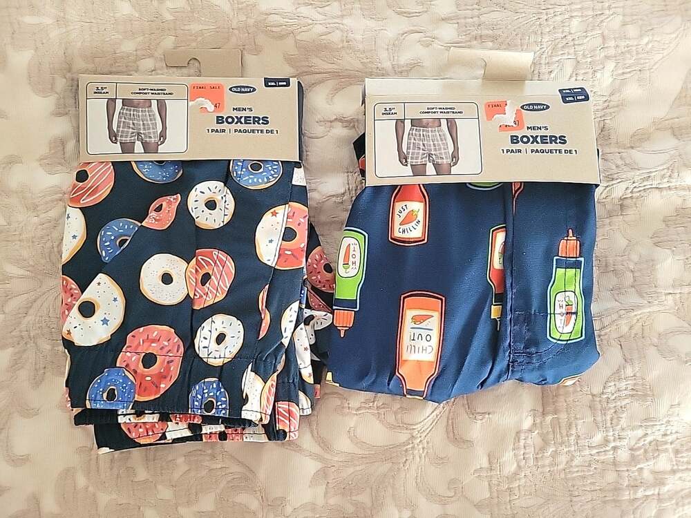 Old Navy Boxers Mens Sz XXL 2 Pack Donuts HOTSAUCE Navy